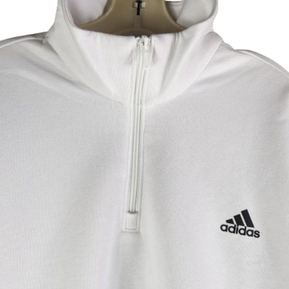 Adidas Sweater Womens White Crop Top Pullover Fleece Sweatshirt Sz.2XL - Picture 9 of 16